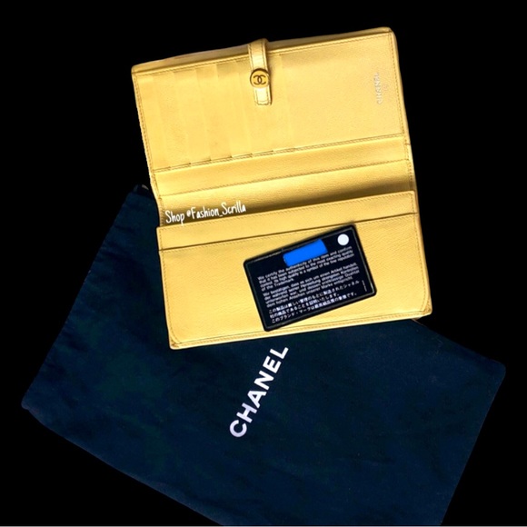 CHANEL Vintage 2004 Easter Caviar Leather Snap Closure Leather Long Wallet NWOT - Picture 4 of 13